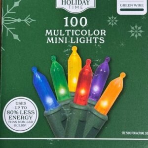 Holiday Time 100-Count Multicolor LED Mini Christmas Lights GREEN Wire NEW