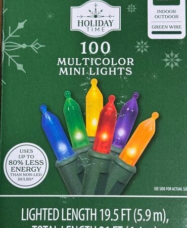 Holiday Time 100-Count Multicolor LED Mini Christmas Lights GREEN Wire NEW