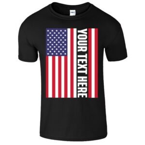 Personalized Custom Text USA Flag Men's T-Shirt American Patriotic Funny Casual