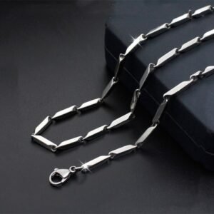 Stainless Steel Diamond Cut Bamboo Chain Necklaces for Men Women Hip Hop