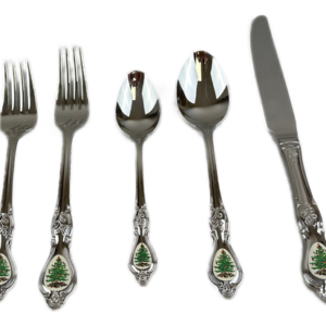 Spode Christmas Tree Stainless By Wallace 5 Piece Place Setting 18/10 Stainless