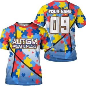 Custom Name Adult Autism Gift Shirt Men & Women, April Autism Awareness 3D Shirt