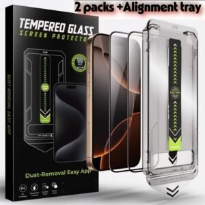 2-Pack Screen Protector For iPhone 17 16 Pro Max Glass Easy App  Alignment tool