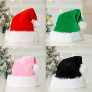 Christmas Xmas Hat for Adults Velvet Santa Hat for Christmas Gift Party Supplies