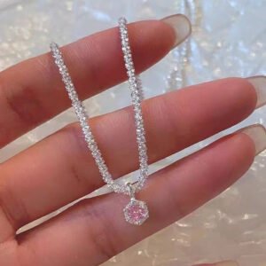 Elegant Crown Pendant Necklace Sparkling Crystal Jewelry Gift for Women Girls
