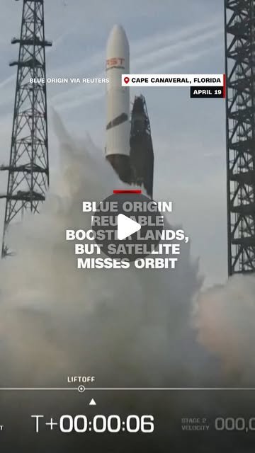 Blue Origin successfully landed its reusable booster after launching from Florida, but failed …