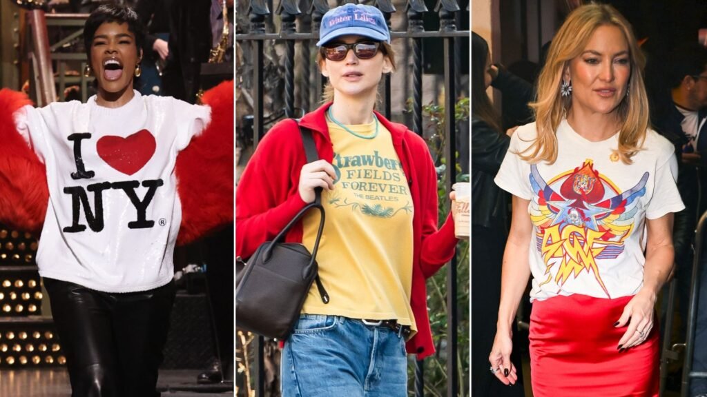 These 9 Celebrities Are Making the Graphic Tee Trend Look Chic