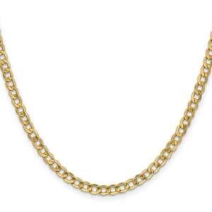 10K Solid Yellow Gold 3-5mm Curb Link Chain Necklace