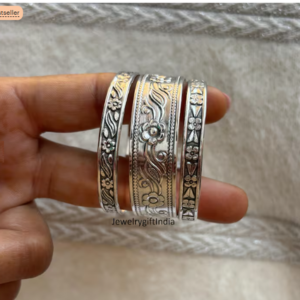 Sterling Silver Bangle Set: Western Indian Boho Stacking Handmade Bangles Si91
