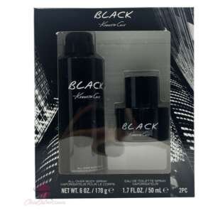 Kenneth Cole Black 2 PC Set for Men-1.7oz EDT Spray + 6.0 oz Body Spray