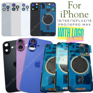 For iPhone 16 Back Glass Replacement Big Hole Rear Cover With Metal + Magnet Lot