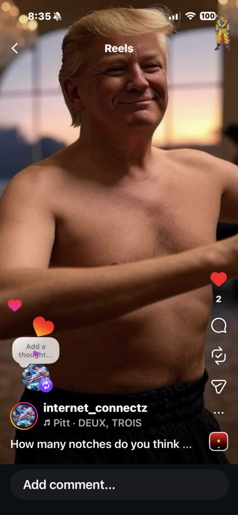 Shirtless Epstein Trump MEme Reels