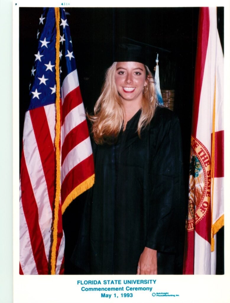 I’m giving my first ever commencement speech tonight at Florida State University, my alma mater! Here I am at own my graduation, 33 years ago today. ❤️ 💛 Go ‘Noles! To watch, tune in live at 7pm… | Sara Blakely