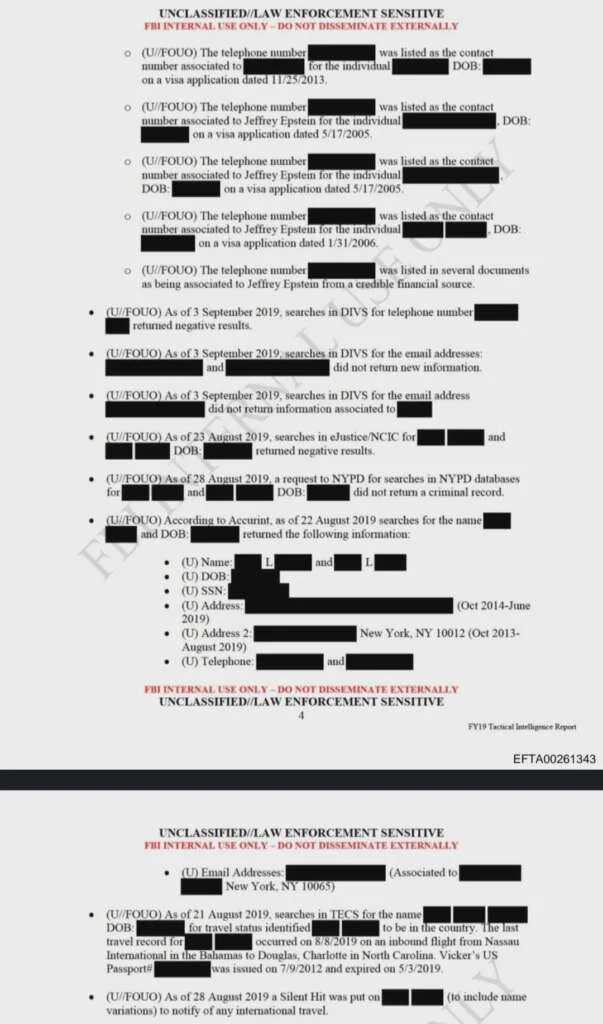 An FBI silent hit was put on Nascar driver Brian Vickers a month after Epstein’s arrest. He was never arrested or charged. He is not a victim, yet was illegally redacted. They failed at covering up his identity on page 5.