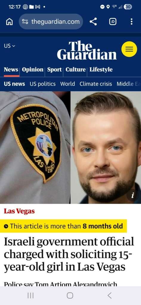 Tom Artriom Alexandrovich, Executive Director of Israeli Cyber Defense Division. Vegas arrest confirms connection of intelligence agencies, blackmail, and child sex trafficking. He was in Vegas for Cyber Security Conference.