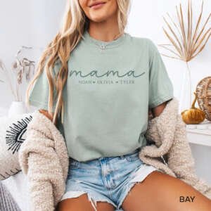 Personalized Mama Shirt With Kids Names, Mama T-Shirt, Mothers Day Gift For Mom