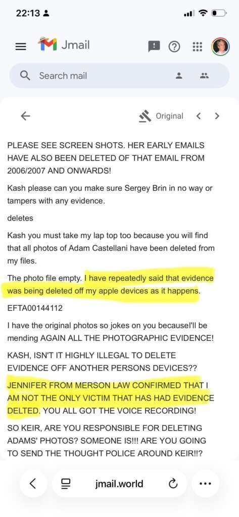 Jmails from a victim accusing big names and shady systems