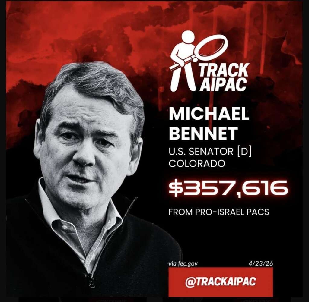 Colorado gubernatorial candidate Bennet took $460K from AIPAC, voted to send 1,000-pound bombs to Israel, and refused to face Muslim constituents about it. His biggest donor? A man in 2,782 Epstein documents