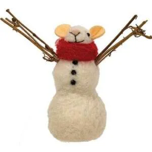WHOLESALE Felted Christmas Snowman Mouse Ornament Snowman Mouse Critter