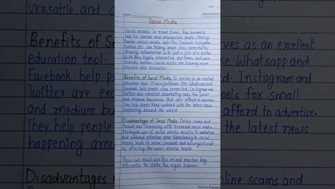 Social media ll Advantage & disadvantage of social media #youtube #essay #shorts #study
