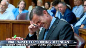 During opening statements in the manslaughter trial of a Florida real estate developer accused of killing a 17-year-old girl in a boating accident, the judge was forced to pause the trial after the defendant started uncontrollably sobbing. Victor Oquendo reports. https://abcnews.link/lfydjB9?utm_source=facebook&utm_medium=social&utm_campaign=dhfacebook&utm_content=app.dashsocial.com%2Fabcworldnewstonight%2Flibrary%2Fmedia%2F683084824 | ABC World News Tonight with David Muir