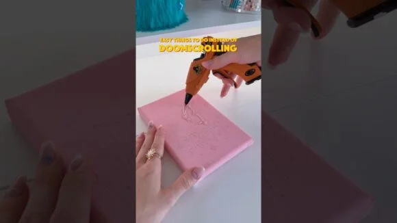 $3 DIY Wall Art with Hot Glue and Silver Foil (Dollar Tree Canvas Hack)