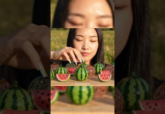 Satisfying Glass-Like Watermelon Bites 🍉✨ | ASMR  (AI-Generated)