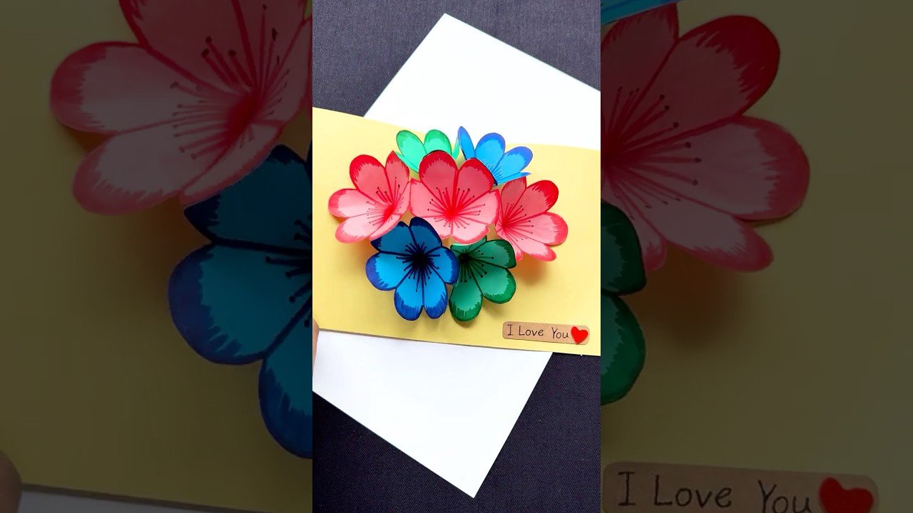 DIY Pop-up Flower Card  🌸💗 #paparcraft #aesthetic #diy #trending #viralvideos #fypシ #fyp #shorts