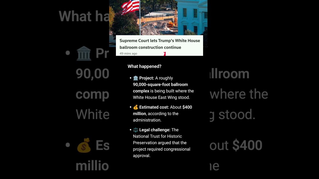 BREAKING: Supreme Court Lets Trump’s White House Ballroom Construction Continue | 5–4 Ruling #news