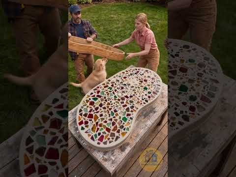 They Turned Broken Glass Bottles Into Stunning Terrazzo Table! 🤯✨ #DIY #Resin