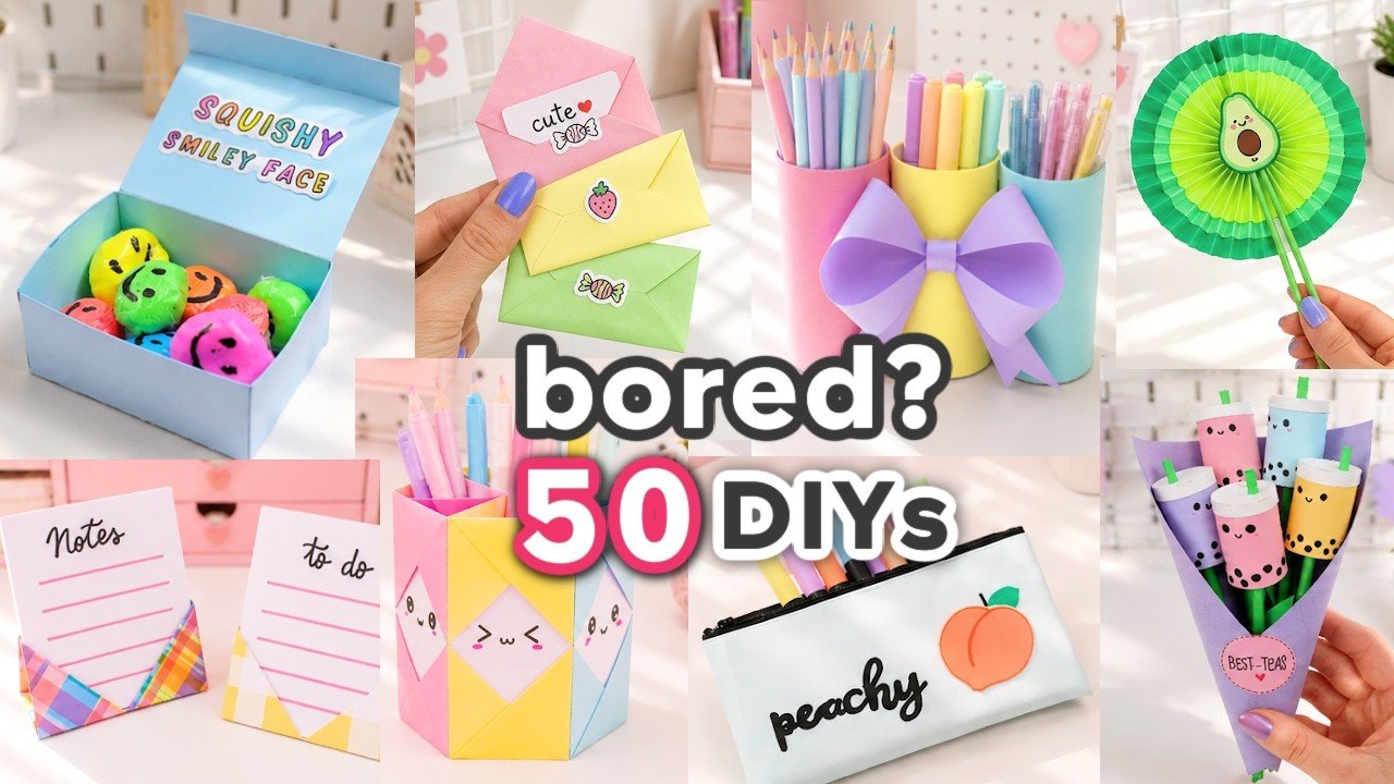 50 Fun DIY Ideas To Do When You're BORED 🎀 DIY Stationery, Squishy, Room Decor