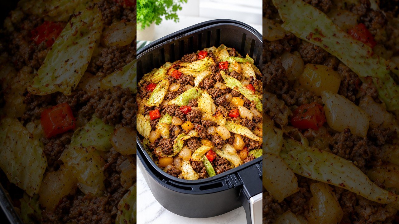 Healthy Air Fryer Dirty Cabbage 🥬 Warm & Delicious Recipe!
