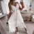 Women’s Crochet Lace Maxi Dress Spaghetti Strap V Neck Cami Beach Boho Sundress