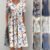 Womens Floral Short Sleeve Midi Dress Ladies Casual Summer Pleated Holiday Dress